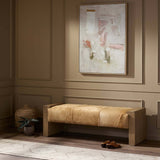 Knox Leather Bench, Light Hair on Hide by Four Hands-Furniture - Chair-High Fashion Home