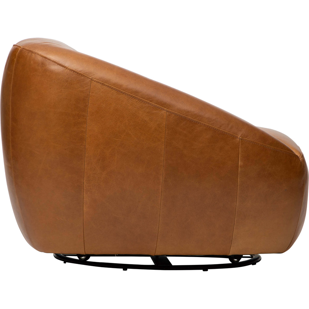 Korren Leather Swivel Chair, Oil Buffalo Camel High Fashion Home