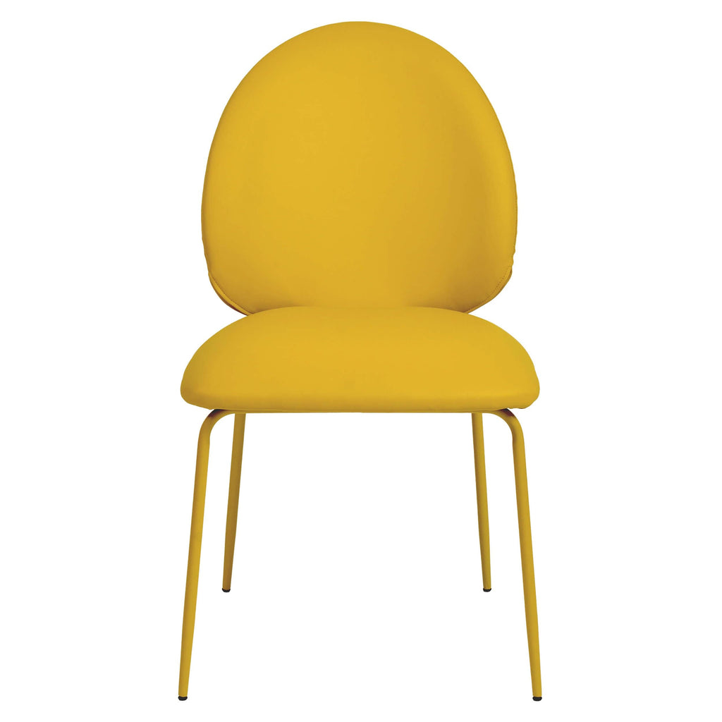 Lauren Vegan Leather Dining Chair, Yellow, Set of 2 High Fashion Home