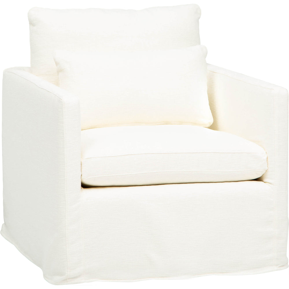 Louie Slipcover Swivel Chair, Turks Cloud