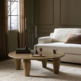 Maricopa Large Round Coffee Table, Worn Oak by Four Hands-Furniture - Accent Tables-High Fashion Home