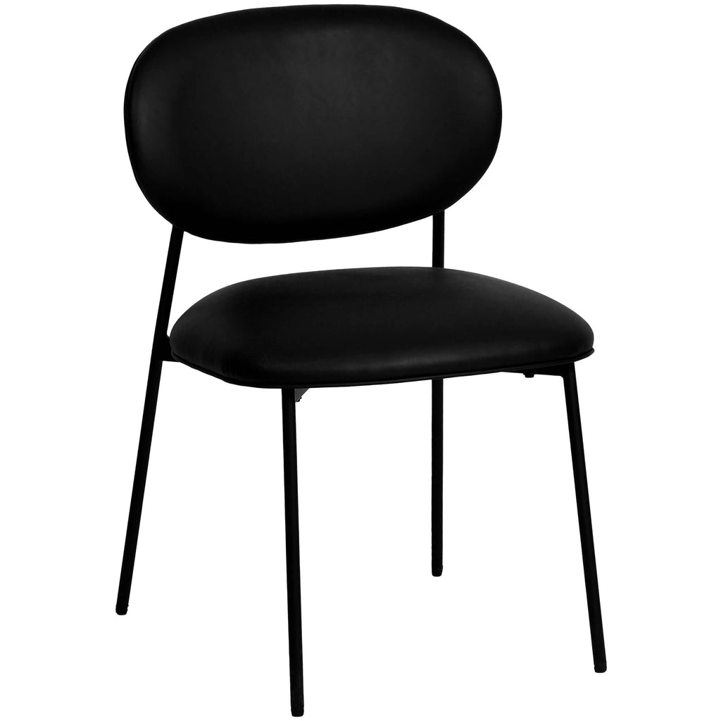 McKenzie Vegan Leather Dining Chair, Black, Set of 2 High Fashion Home