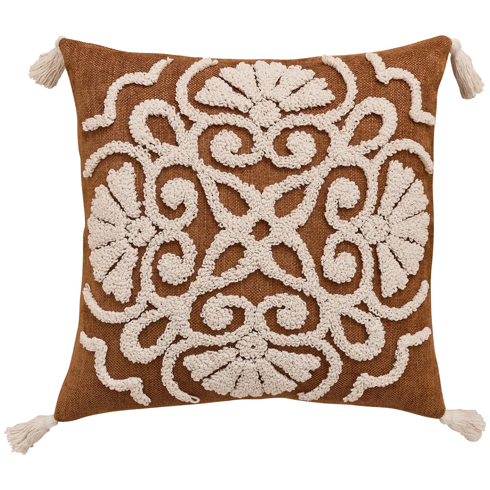 Medallion Tufted Pillow, Brown