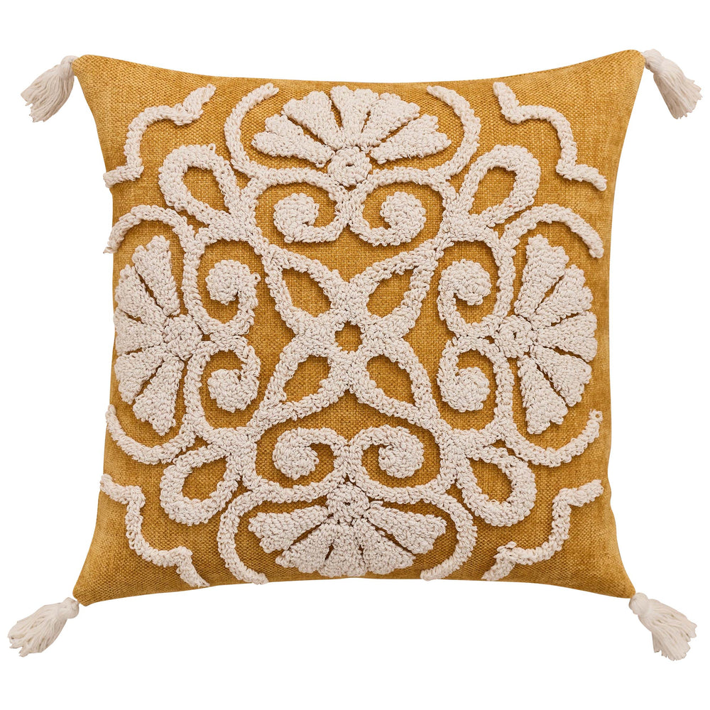 Medallion Tufted Pillow, Yellow
