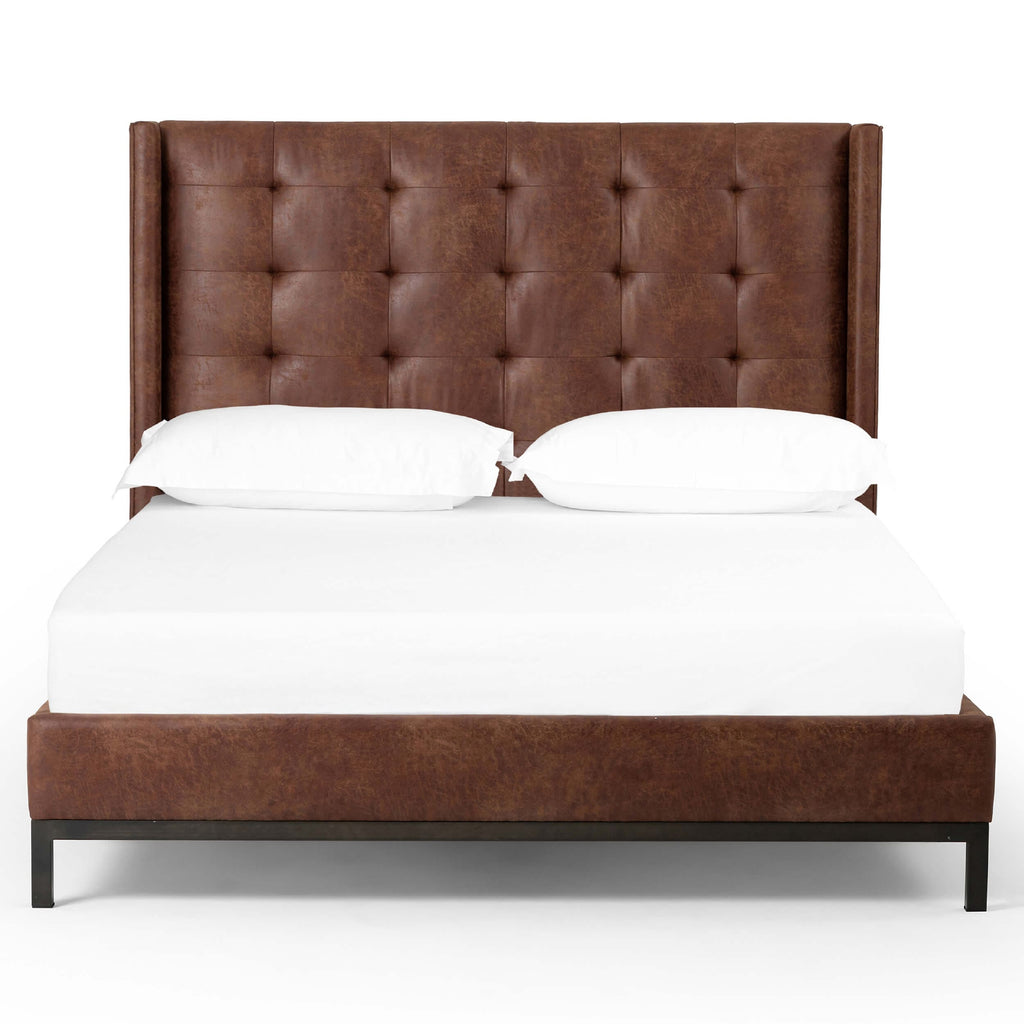 tobacco bed canvas Aidan Vintage King Upholstered Panel thatll look great in any bedroom JCS 60 Yards White Cotton