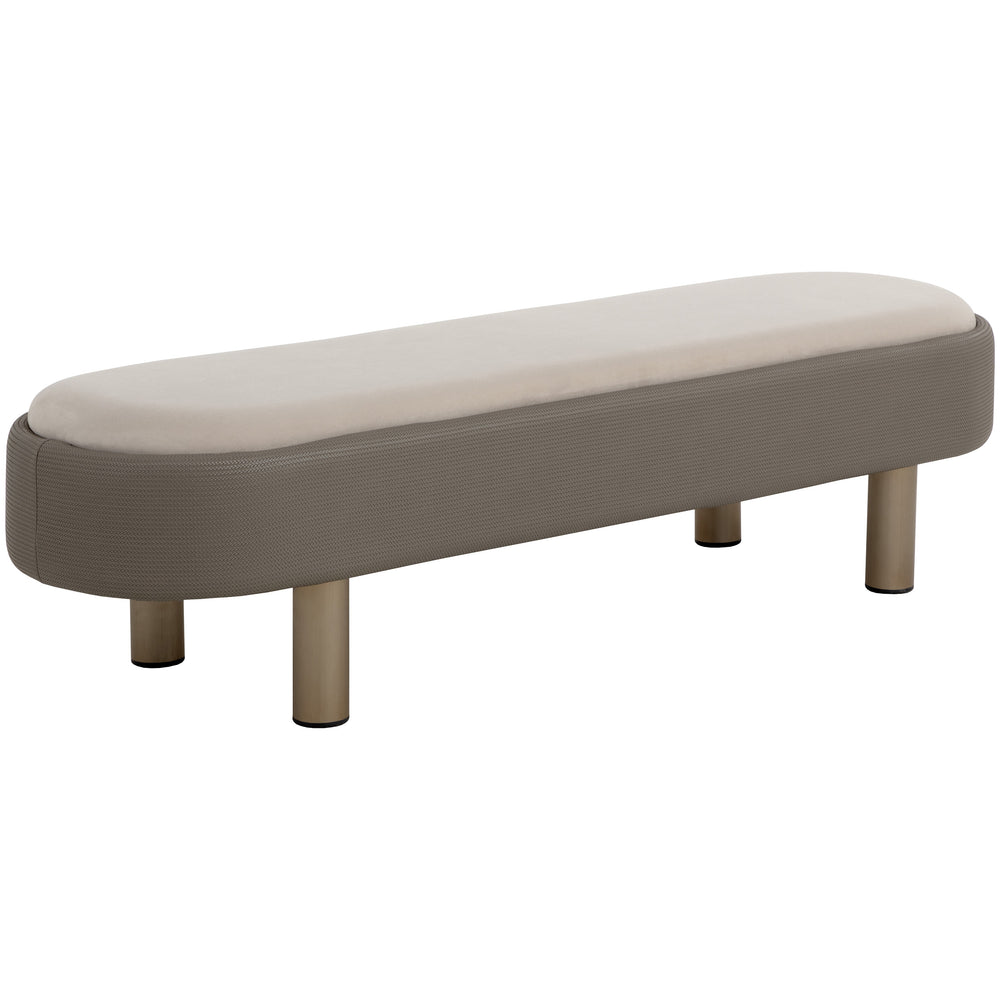 Odella Bench, Meg Taupe/Porcini Taupe-Furniture - Benches-High Fashion Home
