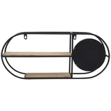 Oval Wall Shelf w/Mirror, Black/Natural