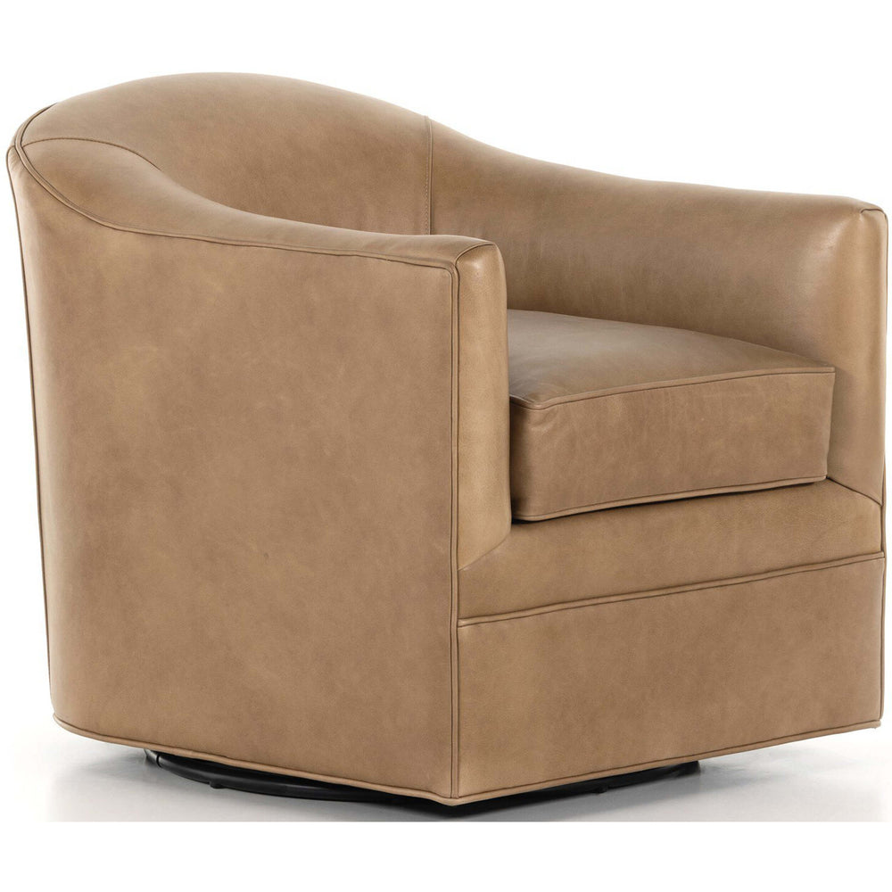 Quinton Leather Swivel Chair, Osorno Taupe-Furniture - Chairs-High Fashion Home