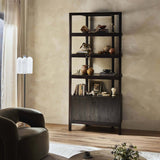 Reza Bookcase, Black-Furniture - Storage-High Fashion Home