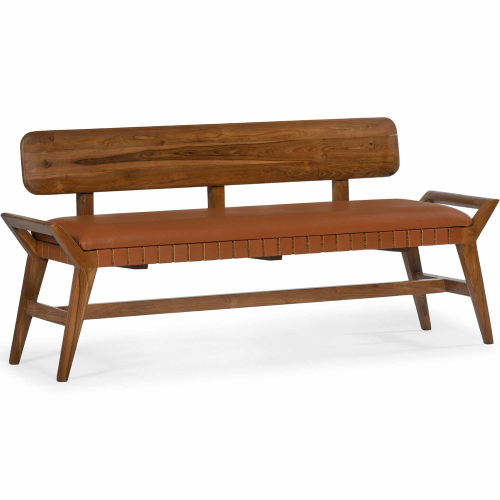 Robertson Leather Bench, Porto Natural-Furniture - Benches-High Fashion Home