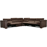 Savion Power Motion Leather Sectional, West Saddlewood-Furniture - Sofas-High Fashion Home