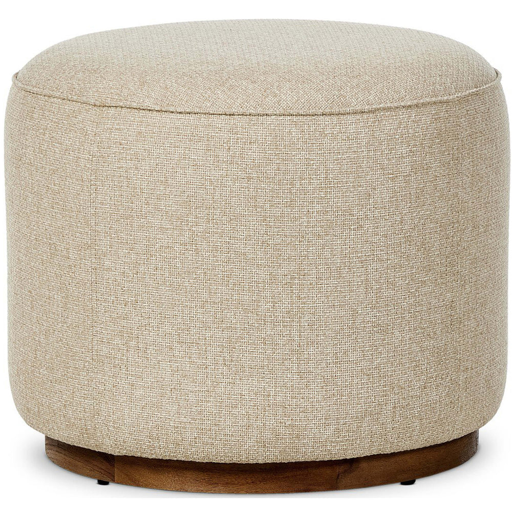 Sinclair Round Outdoor Ottoman, Hayes Cream-Furniture - Benches-High Fashion Home