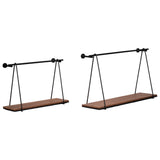 Swing-Like Wall Shelves, Black/Brown, Set of 2