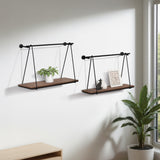 Swing-Like Wall Shelves, Black/Brown, Set of 2