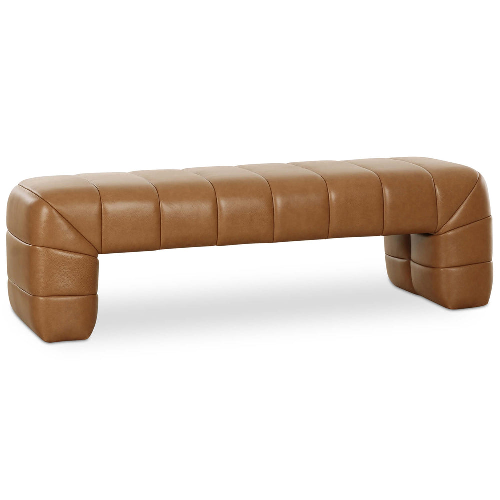 Verity Leather Bench, Tan-Furniture - Benches-High Fashion Home