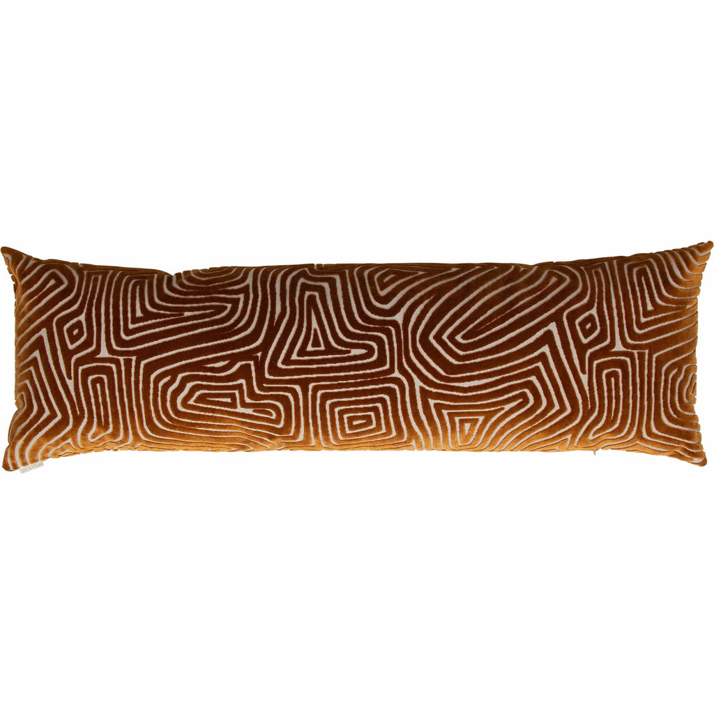 Vertigo Bolster Pillow, Rust High Fashion Home