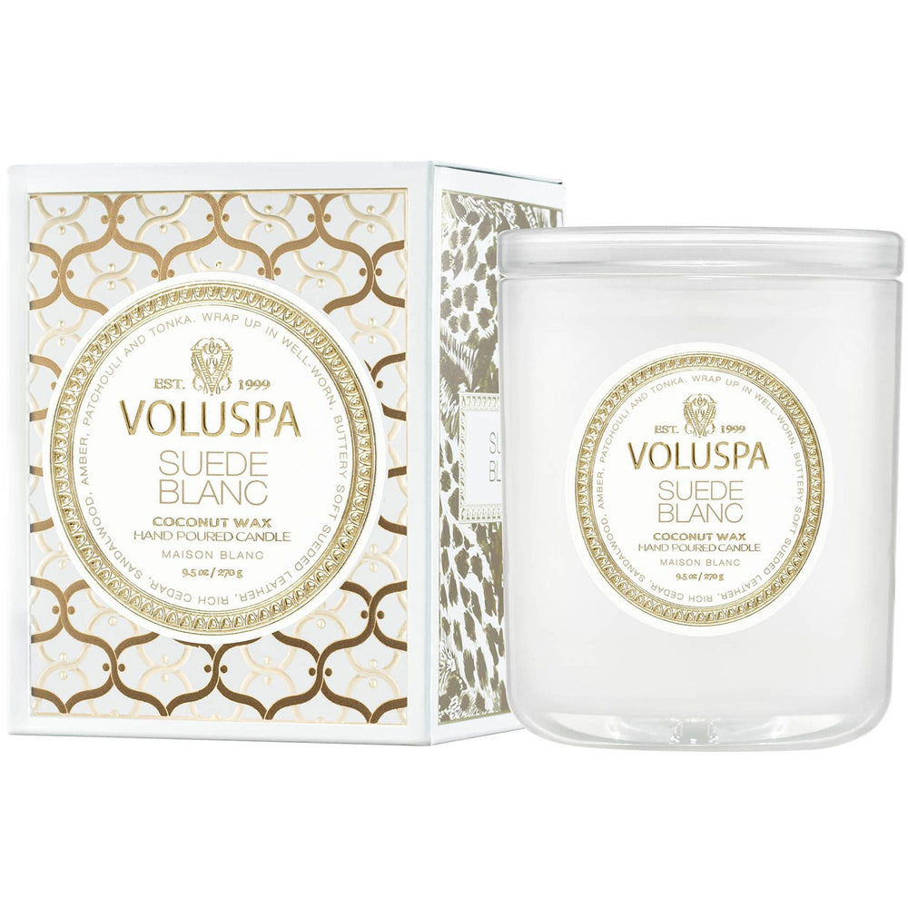 Voluspa Candle Suede Blanc, Classic Candle-Accessories-High Fashion Home