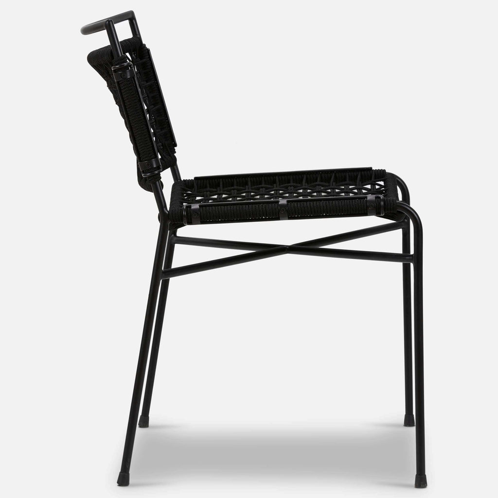 Wharton Outdoor Dining Chair, Black Rope/Satin Black, Set of 2 High