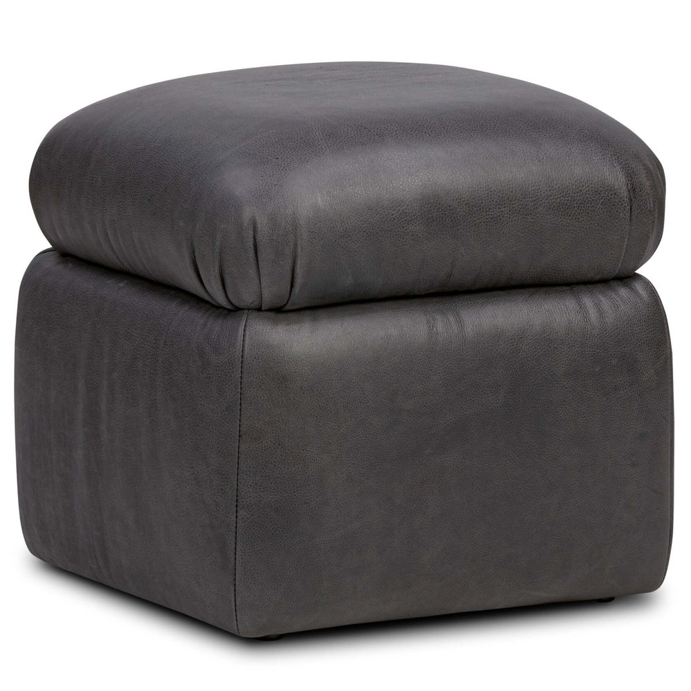 Yani Leather Ottoman, Palermo Black by Four Hands-Furniture - Chair-High Fashion Home