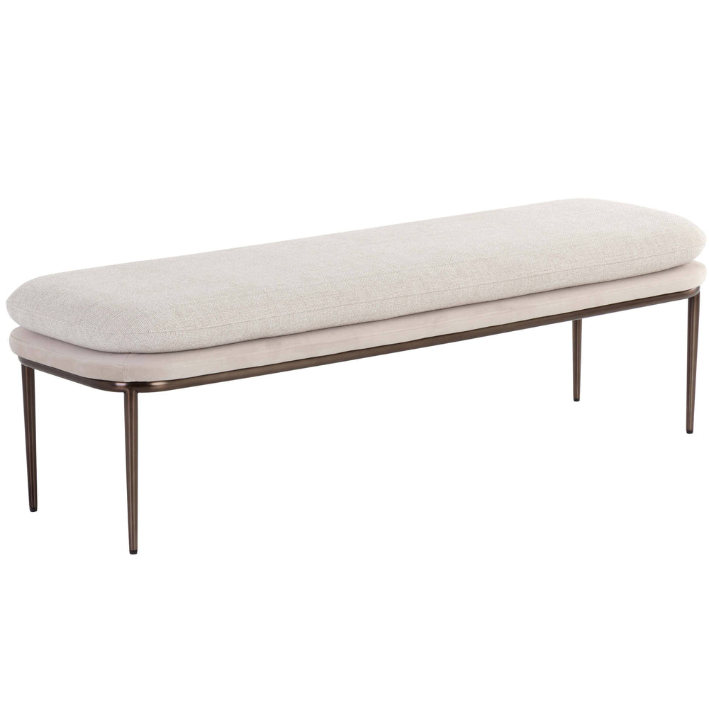 Koffi Bench, Meg Taupe/Chacha Cream-Furniture - Benches-High Fashion Home