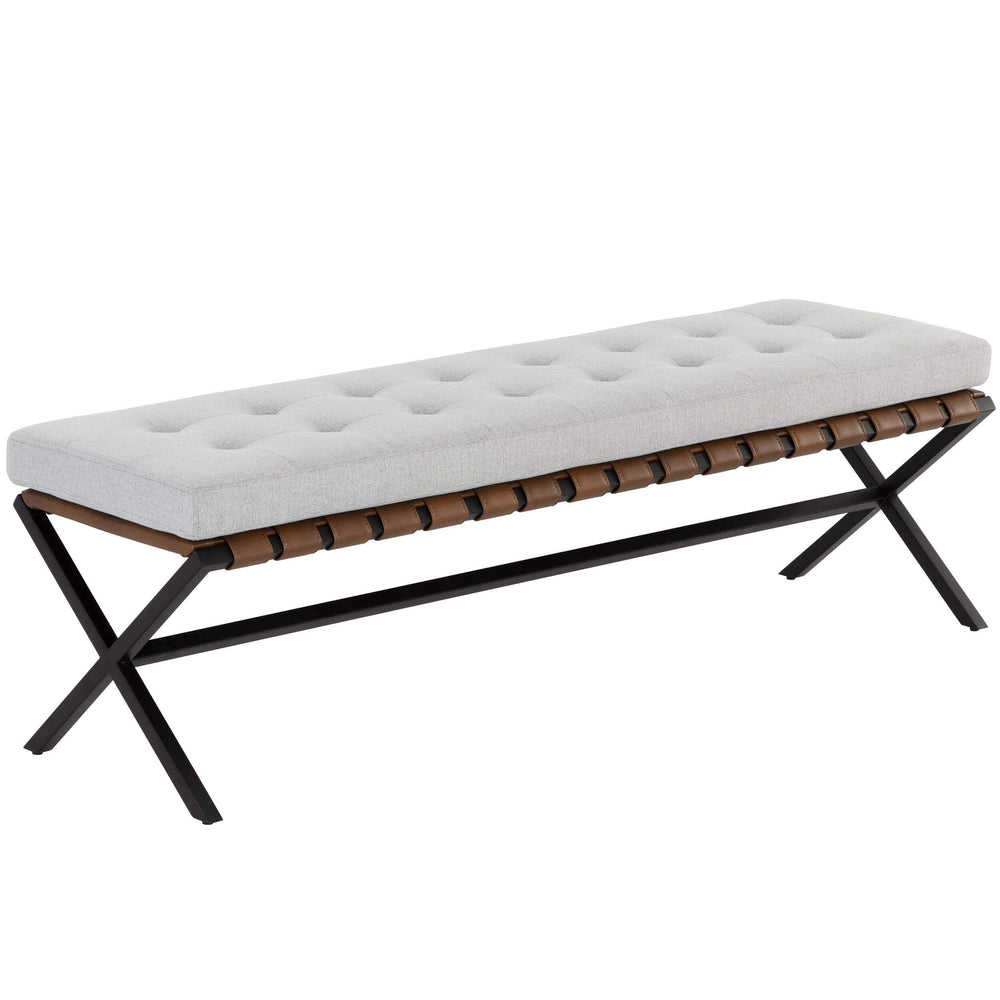 Kenji Small Bench, Mina Light Grey-Furniture - Benches-High Fashion Home