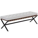 Kenji Small Bench, Mina Light Grey-Furniture - Benches-High Fashion Home