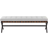 Kenji Small Bench, Mina Light Grey-Furniture - Benches-High Fashion Home