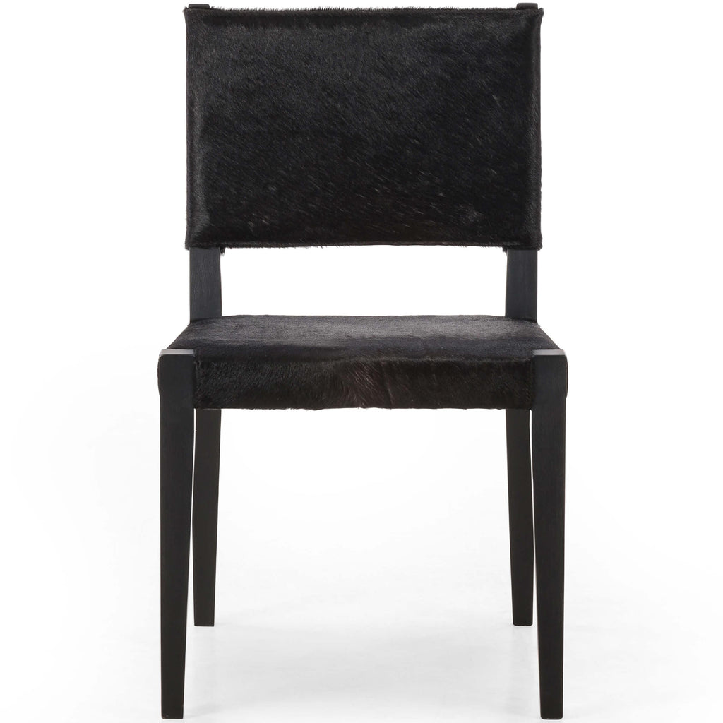 Villa Leather Dining Chair, Black Hair On Hide, Set of 2 High Fashion