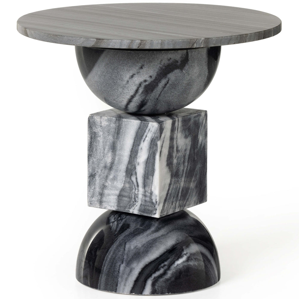 Neda End Table, Ebony Marble-Furniture - Accent Tables-High Fashion Home