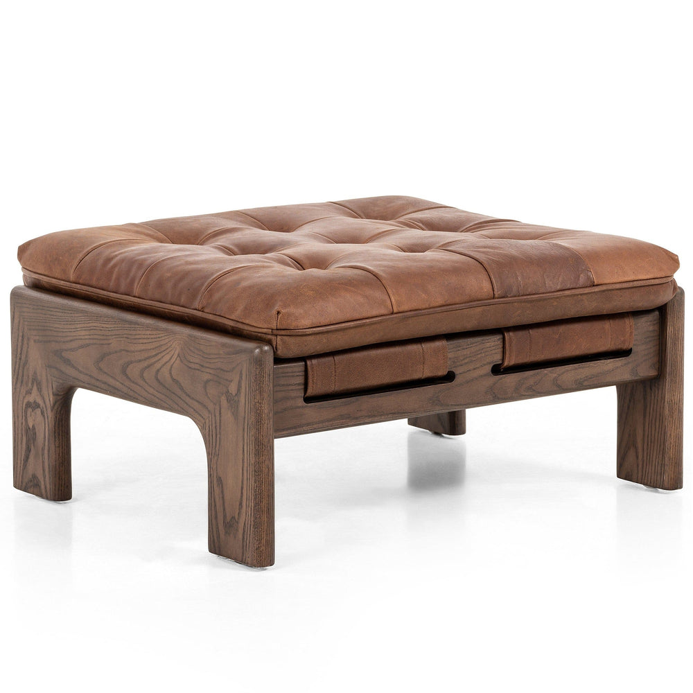 Halston Leather Ottoman, Heirloom Sienna by Four Hands