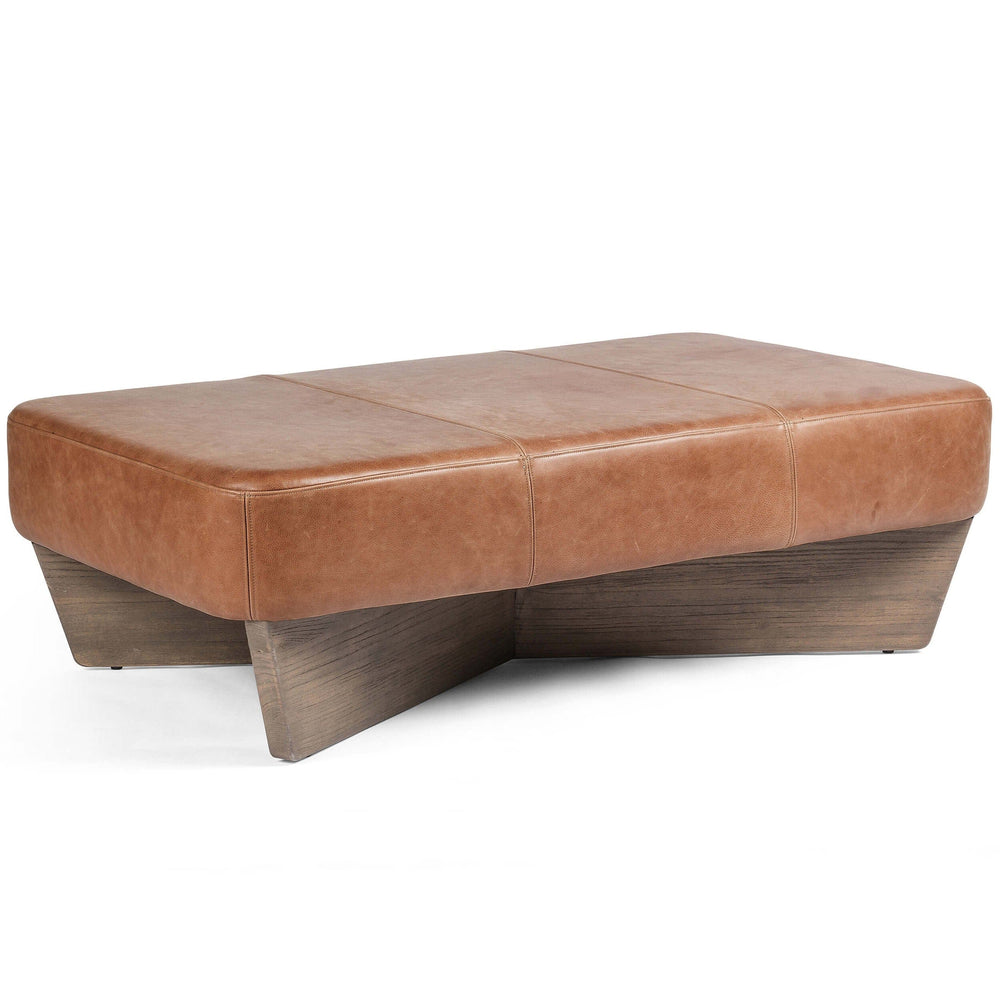 Chaz Leather Large Ottoman, Palermo Cognac-Furniture - Chairs-High Fashion Home