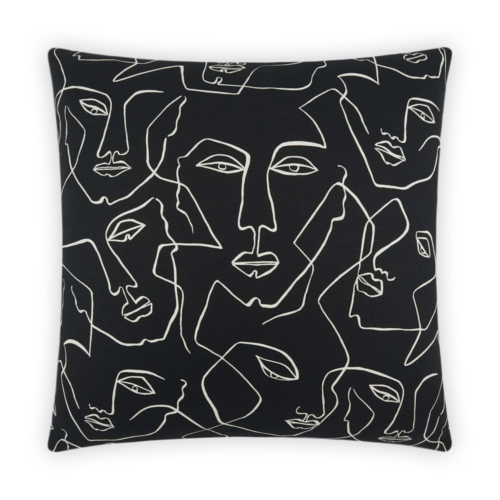 Face Up Pillow, Black-Accessories-High Fashion Home