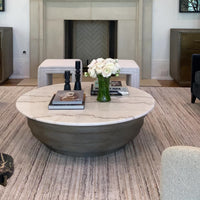 Caldwell Stone Coffee Table, White Marble by Four Hands