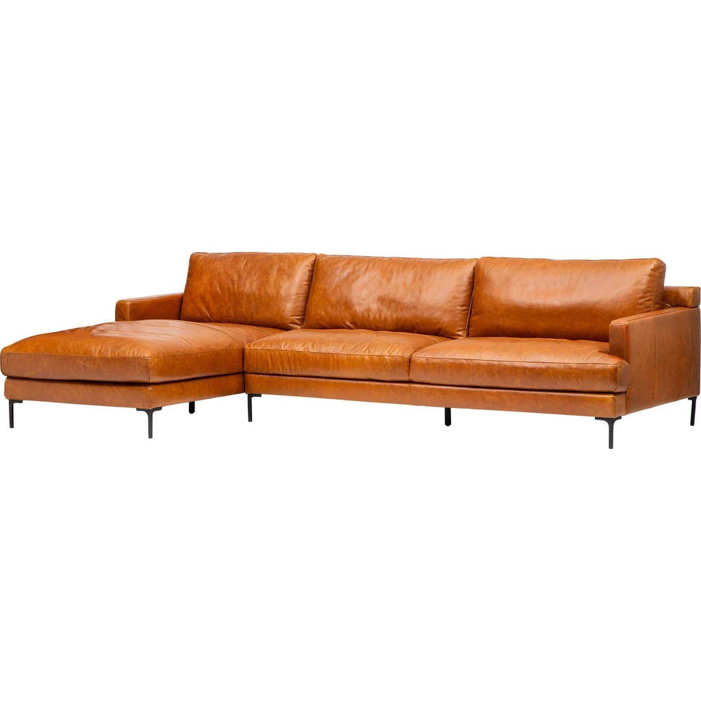 Ansel Leather Sectional in Oil Buffalo Camel | Luxury Leather