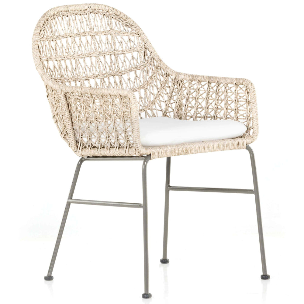 Bandera Outdoor Woven Dining Chair w/ Cushion, Vintage White, Set of 2-Furniture - Chairs-High Fashion Home