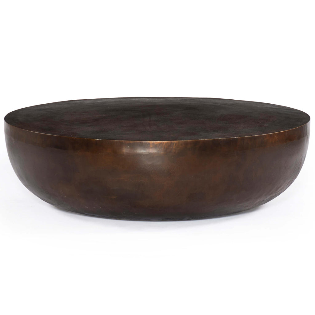 Basil 48" Outdoor Round Coffee Table, Antique Rust High Fashion Home