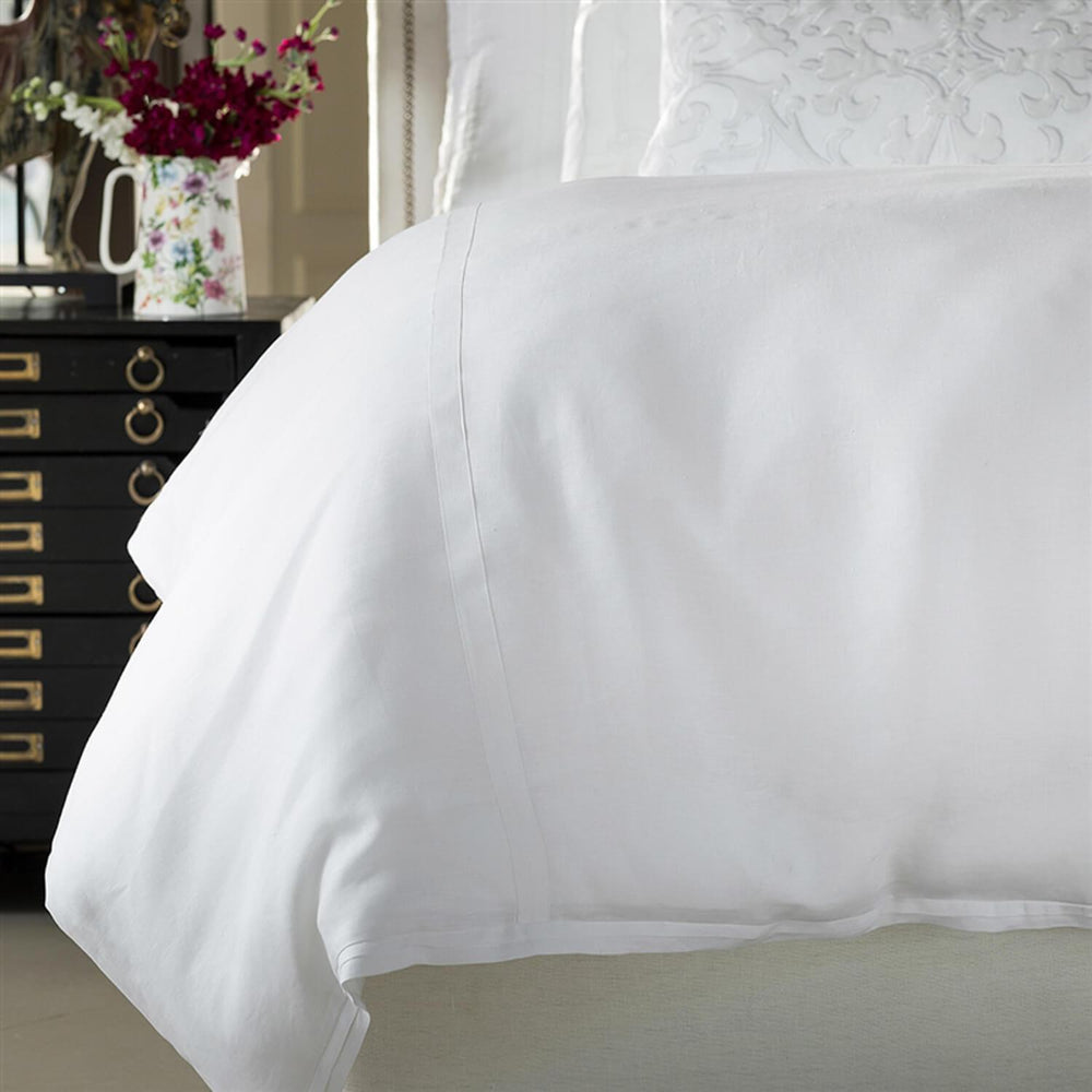 Bloom Double Flange Duvet, White-Accessories-High Fashion Home