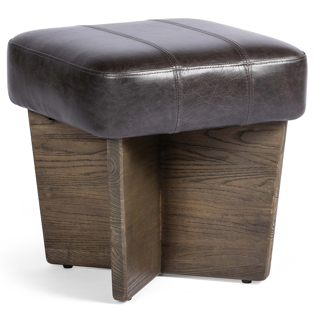 Chaz Leather Ottoman, Sonoma Black by Four Hands