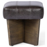 Chaz Leather Ottoman, Sonoma Black by Four Hands