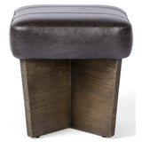 Chaz Leather Ottoman, Sonoma Black by Four Hands