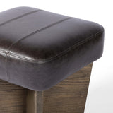 Chaz Leather Ottoman, Sonoma Black by Four Hands
