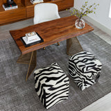 Cowhide Pouf, Zebra Print-Furniture - Chairs-High Fashion Home