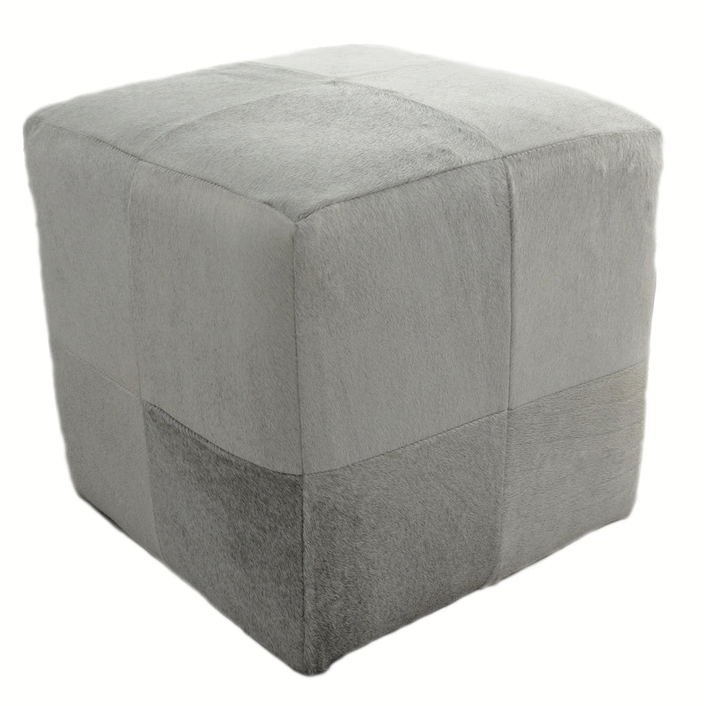 Cowhide Pouf, Grey High Fashion Home
