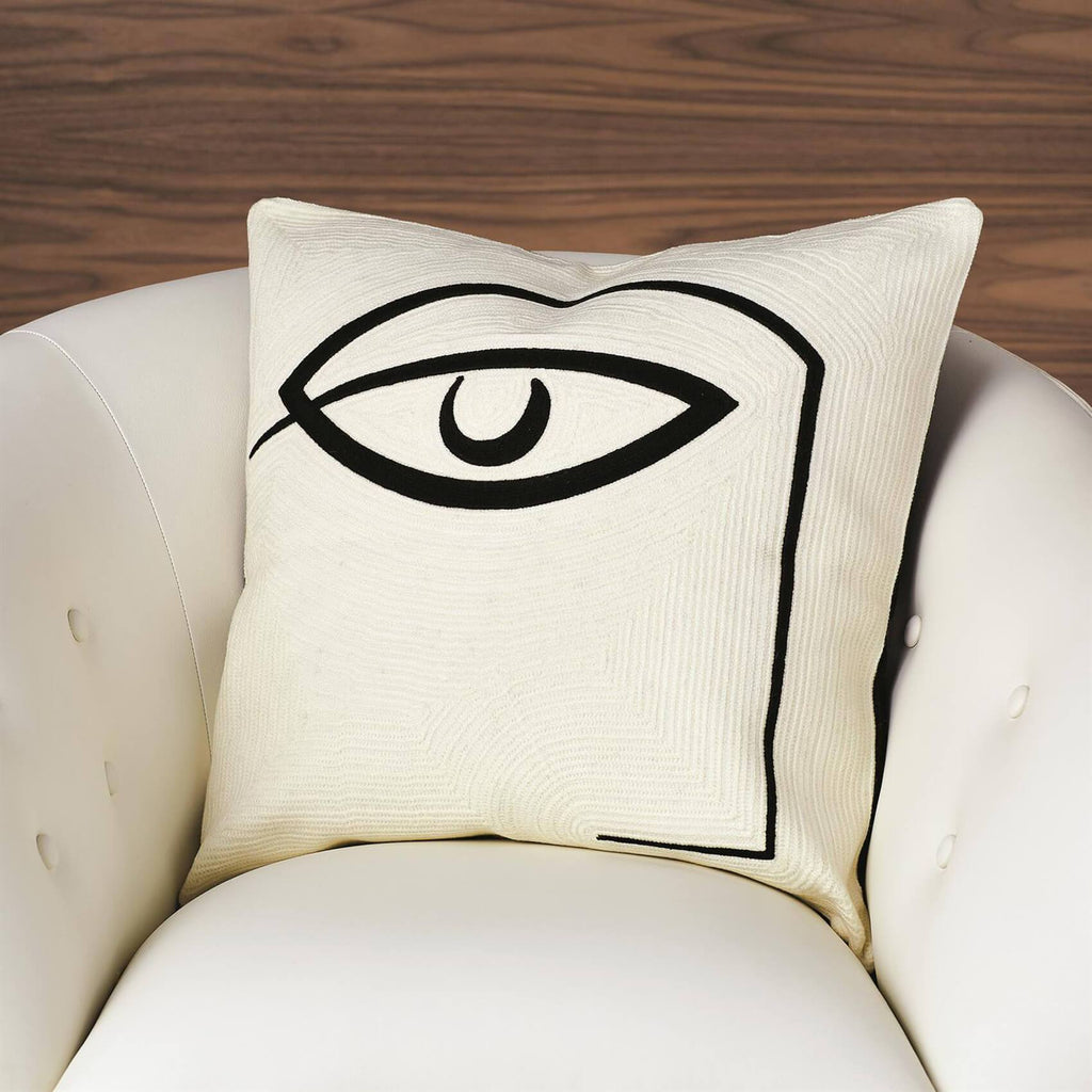 枕 BLACK EYE PATCH HWC PILLOW BLACK Jabas Black Woven Leather Throw Pillow with Down-Alternative