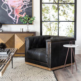 Maxx Leather Swivel Chair, Destroyed Black - Modern Furniture - Accent Chairs - High Fashion Home