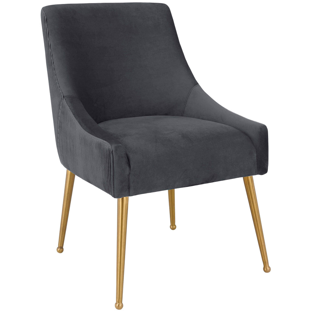 Beatrix Pleated Chair, Grey/Brushed Gold Base – High Fashion Home