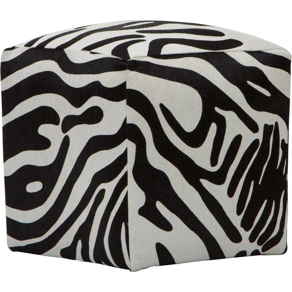Cowhide Pouf, Zebra Print High Fashion Home