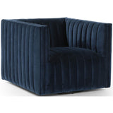 Augustine Swivel Chair, Sapphire Navy - Modern Furniture - Accent Chairs - High Fashion Home