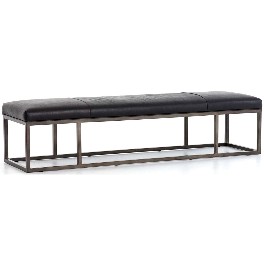 Beaumont Leather Bench, Rider Black - Furniture - Chairs - High Fashion Home