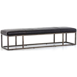 Beaumont Leather Bench, Rider Black - Furniture - Chairs - High Fashion Home